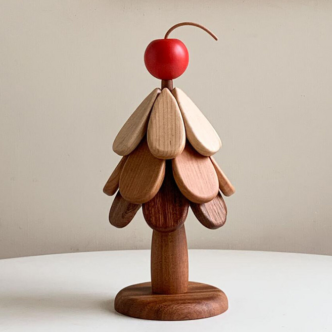 FONOW 집들이선물 크리스마스 트리 스타일링 식탁 단열 매트 열 방지 원목 컵 받침 커피 매트, 1개, 01-애플