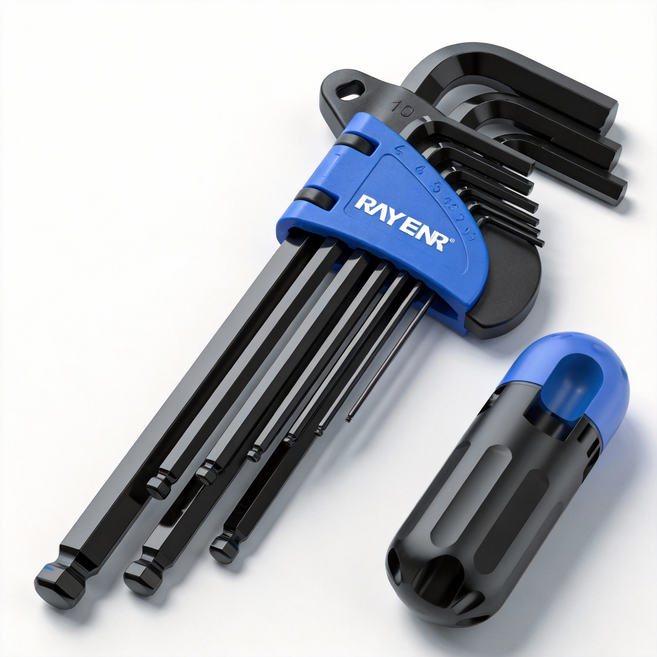 육각 볼렌치 고강도 CR-V Medium 육각렌치 9종 세트 보조 핸들 증정, 1세트