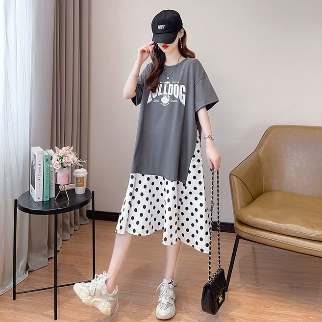 에리페 여성용 레이어드 도트 반팔 원피스