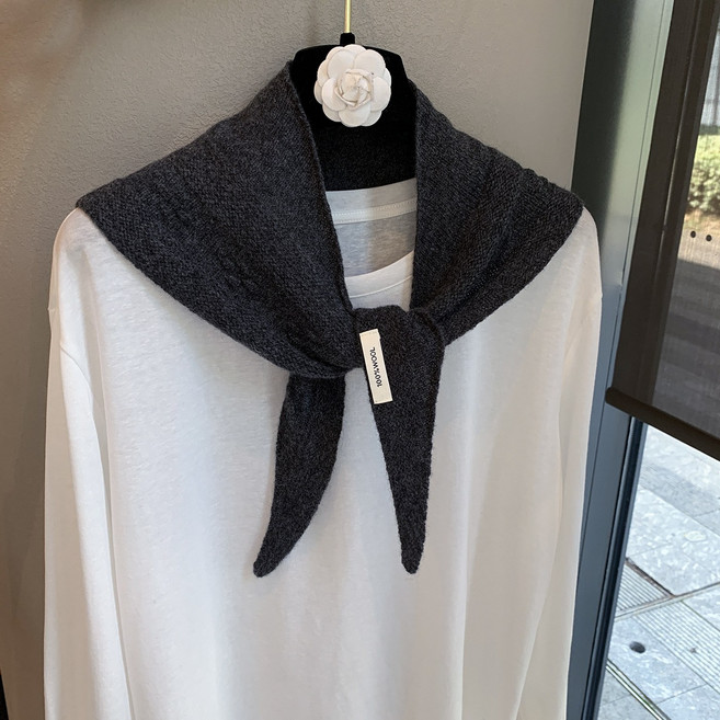 젬버트 여성 고급 부드러운 꽈배기 울100% 니트 숄 삼각 스카프 머플러