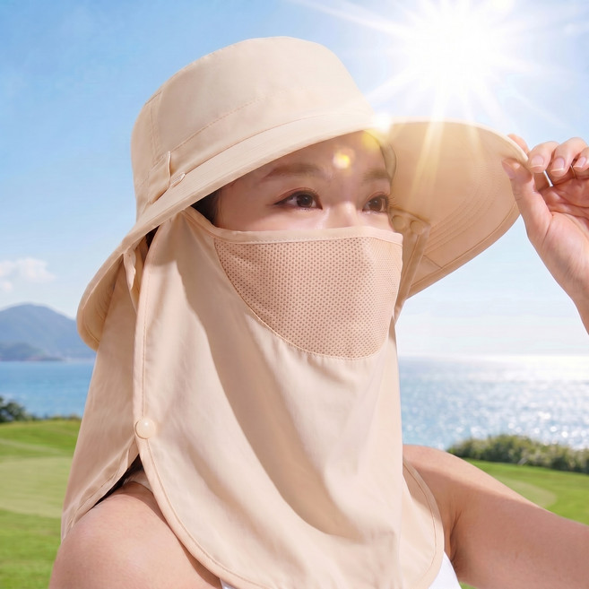 마르지엥 여성 자외선차단 햇빛가리개 모자 썬캡 얼굴가리개