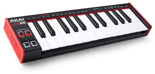 Akai Professional (아카이프로) USB MIDI 키보드 컨트롤러 25키의 키베드와 알페지에이터 탑재 음악제작 소프트웨어 부속 Mac/Win PC대응 LPK25 블랙, 1개