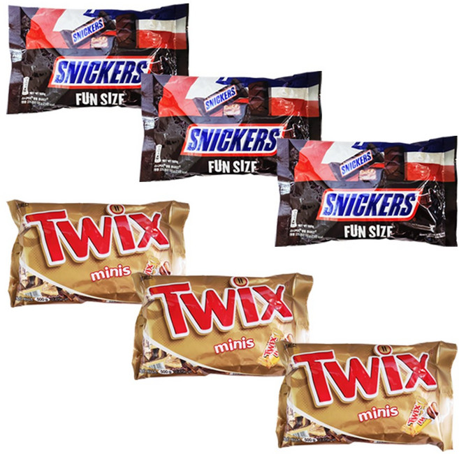 스니커즈 땅콩 펀사이즈 500g(1개)+ 트윅스 미니스 500g(1개), 500g, 6개