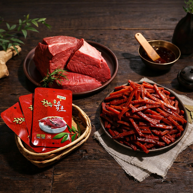 [국내산] 1등급 수제 한우 육포 프리미엄 명품 소고기비법 육포 우가네, 14개, 15g