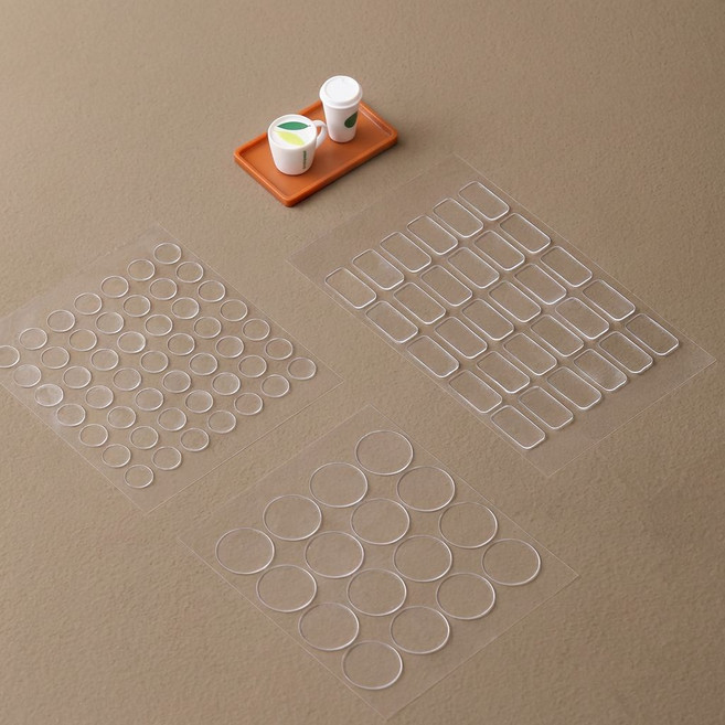 투명양면테이프 실리콘 고정스티커 미끄럼방지 원형 사각 세트 1개