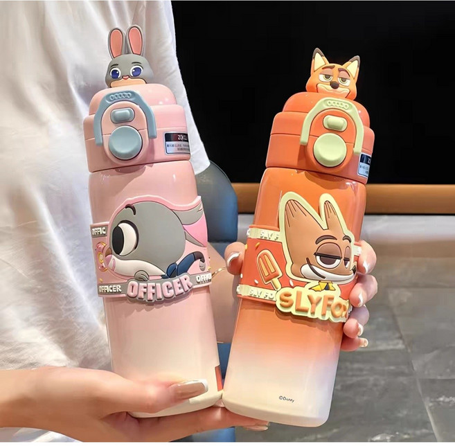 주토피아 디즈니 텀블러 물병 닉 주디 스티치 엔젤 딸기곰 정품 어린이집 유치원 초등학교 보온 보냉, 1개