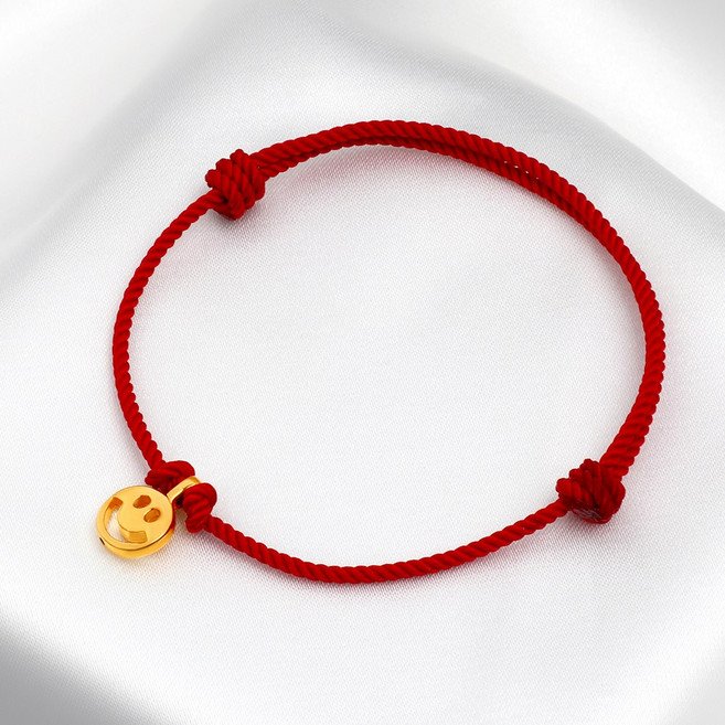 러브넛 순금 해피 스마일 컬러 금전운 상승 우정팔찌 커플팔찌 가족 선물 끈팔찌 2종 택1
