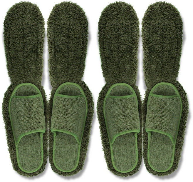 민스리빙 남성용 초극세사 청소 슬리퍼 2p + 리필 2p 세트, 카키, 2개