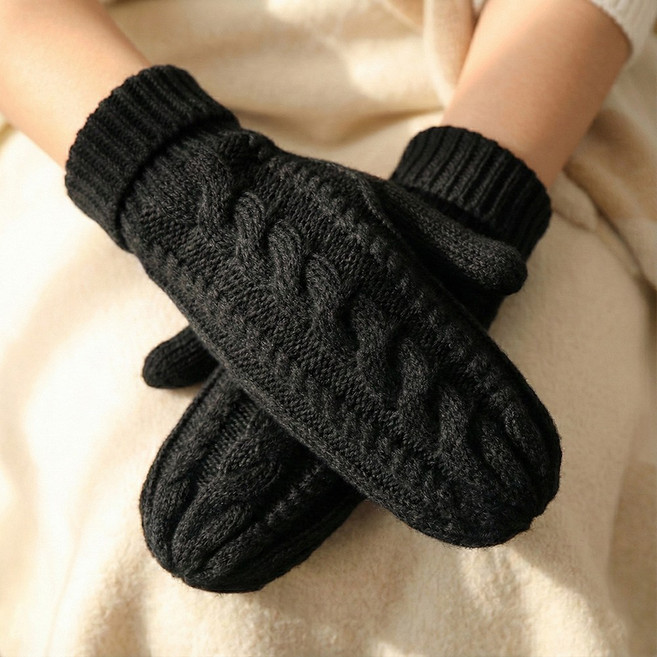 무핑 클래식 벙어리장갑 꽈배기 털장갑