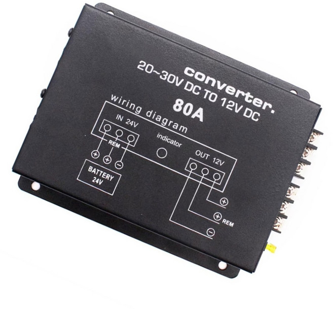 트럭 24V-12V용 효율적인 전압 감속기 인버터 전원 공급 장치 어댑터 90% 효율로 수분 밀봉, 80A