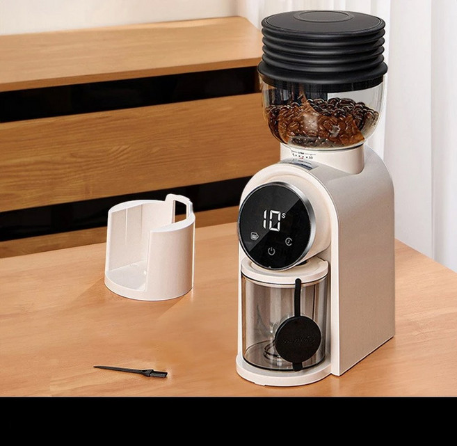 이탈리아 커피 콩 연마기 거친 조절 가능 스마트 스크린 전기 콩 연마기 가정용 커피 연마기 이탈리아 스탠드, white, 110V, EU