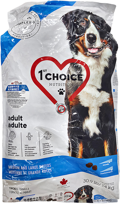 1st Choice 瑪丁第一優鮮 低過敏中大型成犬雞肉配方 12個月~6歲中大型成犬適用, 雞肉, 14kg, 1袋