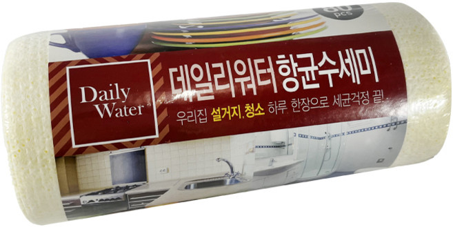 데일리워터 향균수세미 80매 일회용 수세미 롤형 다용도 세정력 거실 주방, 1개, 1개