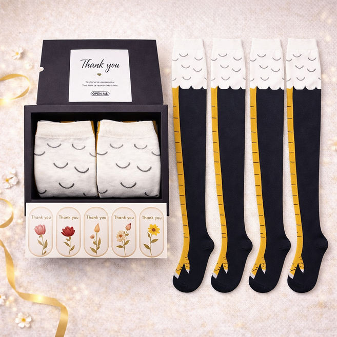 라완 쓸데없는 웃긴 선물 닭발 양말 타조 다리 긴양말 2켤레 1세트, 블랙