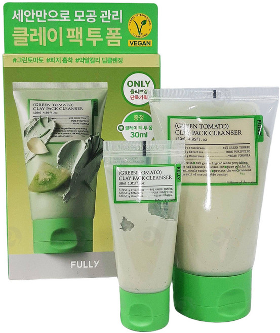 폴리 풀리 그린 토마토 클레이 팩 클렌저 120ml 기획상품 모공 워시오프팩, 1개