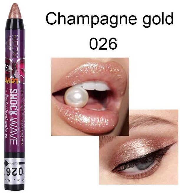 번지지 않는 방수 아이 섀도우 스틱 2 in 1 아이 섀도우 펜 립 메이크업 펜슬 아이 섀도우 립스틱 반짝이, 1개