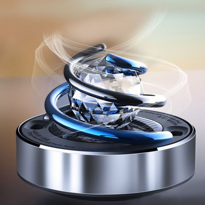 BIKASU 태양능 자동 회전 크리스탈 차량용 방향제 고급 집들이선물 회전 차량장식품, 1개, 블랙