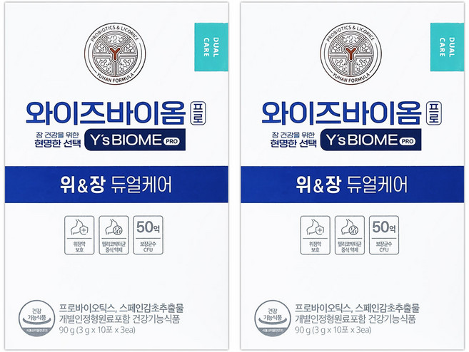 유한양행 와이즈바이옴 프로 듀얼케어 위&장, 3g, 60개