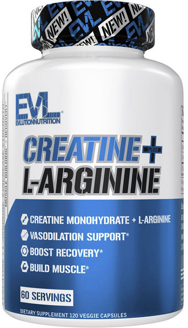 EVLUTIONNUTRITION 크레아틴 + L-아르기닌 베지 캡슐, 1개, 120정