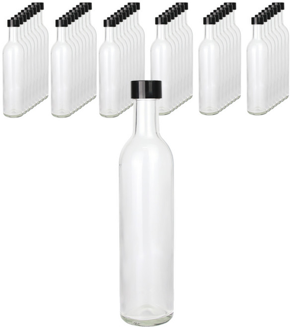 가인글로벌 와인300 투명병 + 스탬핑 숏캡 블랙, 46개, 300ml