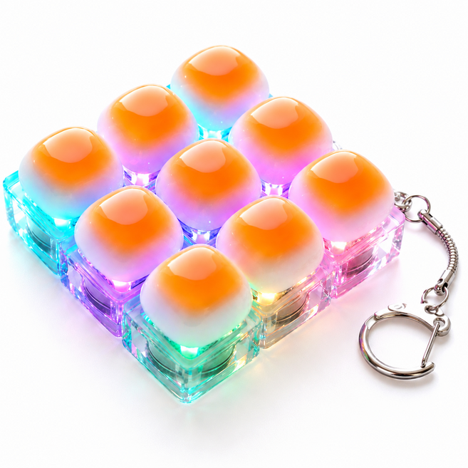 LED 빵 키캡 키링 딸깍이 클리커 몽글동글 시즌3 빵키캡, 시즌3 LED 몽글 동글 9구 키캡, 1개