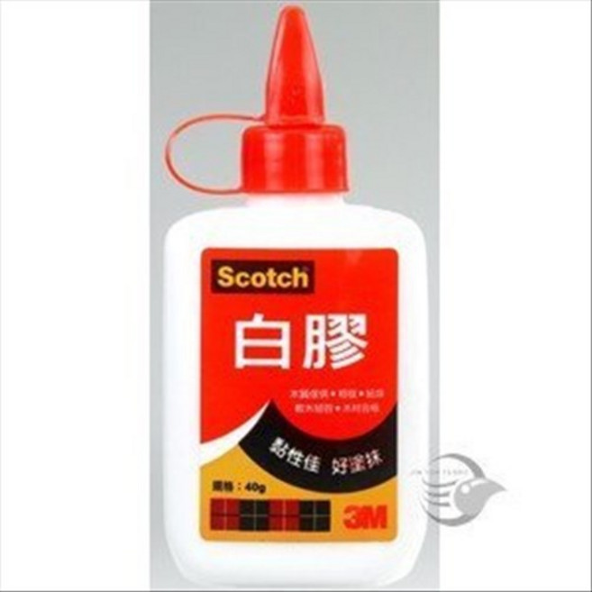 3M Scotch 3040白膠40g 安全無毒 黏性持久 適用於紙張、布料、木材等多種材質, 1個