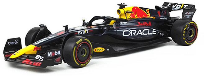 마이카 다이캐스트 합금 1:24 레드불 레이싱 RB19 모델 F1 포뮬러 자동차 모형 전시 피규어, 블랙옐로우, 1개