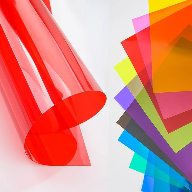 pvc필름 A4 10색 0.3mm 두꺼운 컬러 셀로판지 컬러필름 투명필름 미술용컬러투명필름, 10색 1세트