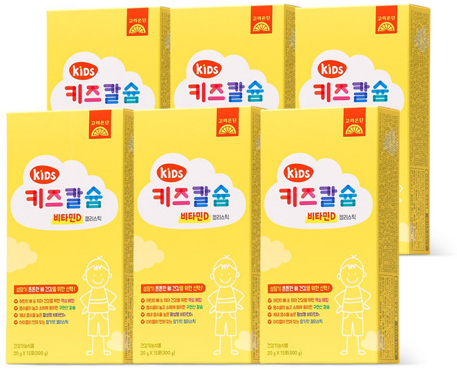 고려은단 키즈 칼슘 비타민D 젤리스틱 15포, 6개, 300g
