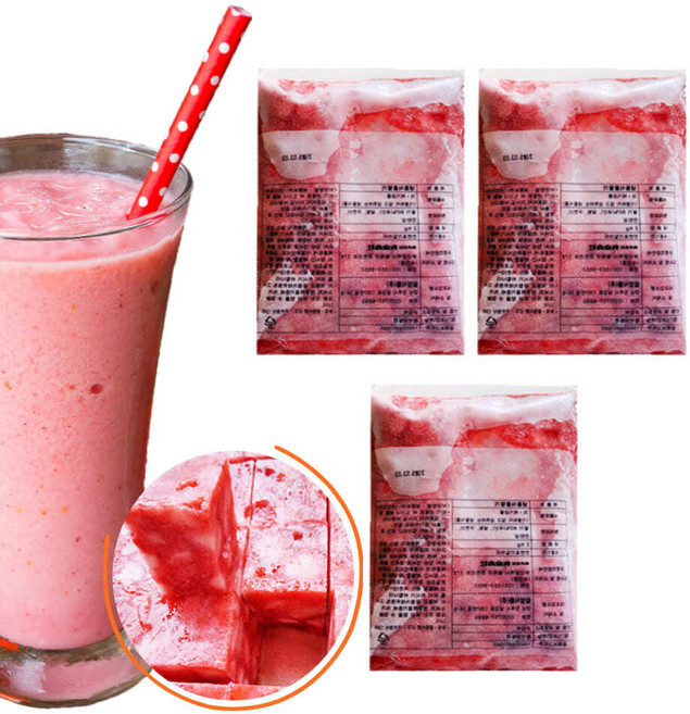 냉동 딸기 가당 2kg 얼린 청 설탕절임 슬러시 쥬스 음료 스무디 라떼 카페 가게 업소용, 3개