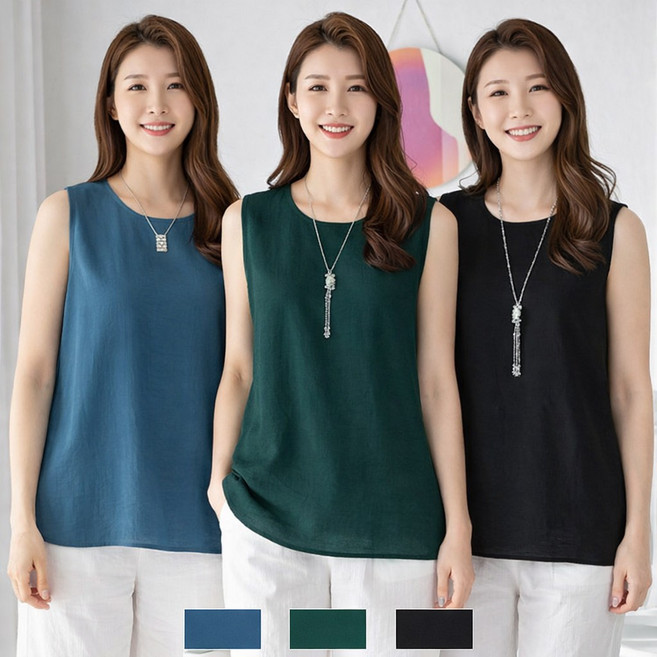 인견 민소매 블라우스 "프리미엄" 6color 솔리드 무지 빅사이즈 나시티 반팔티