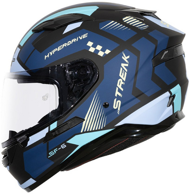 SOL SF-6 前衛者 全罩式安全帽 高強度厚鏡片 快拆鏡片 全可拆內襯 加強型眼鏡溝, 消光黑/藍