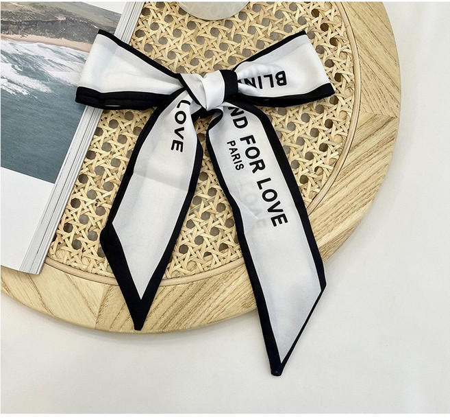 法式優雅絲巾髮飾女綁髮飄帶領巾髮繩髮帶