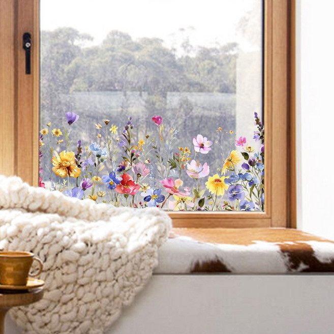 햇살 정원 유리창 데코 스티커 4종 세트, 플라워가든