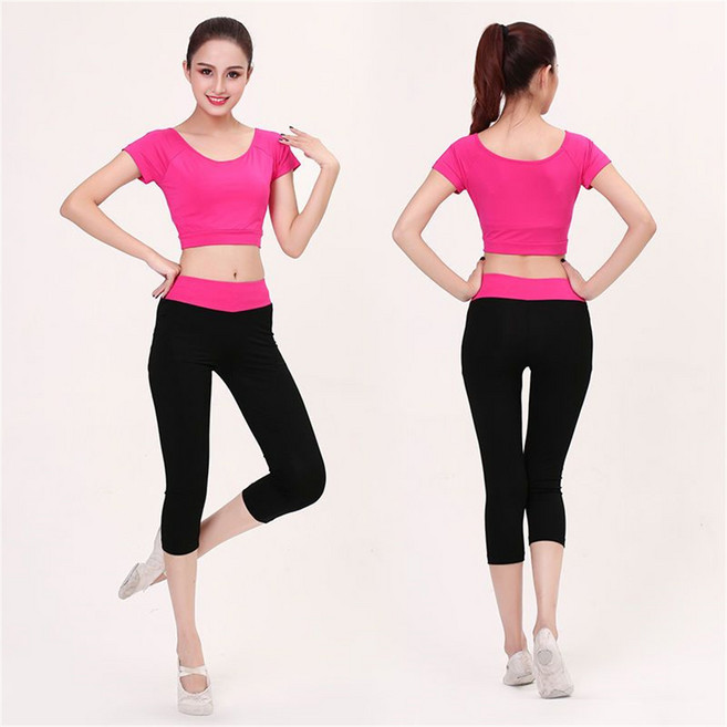 Vezri 여성 여름 스포츠 세트 요가복 짧은 소매 상의와 하이웨이스트 레깅스 트레이닝복 습기 흡수 빠른 건조 헬스 운동복