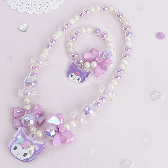 여아 산리오 목걸이 팔찌 세트 스팽글 악세사리세트 리본 글리터 아크릴 생파 선물