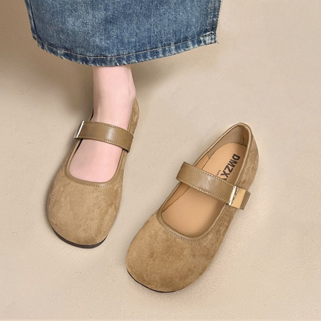 Modern Fashion 여성 벨크로 단화 빈티지 로퍼 D49