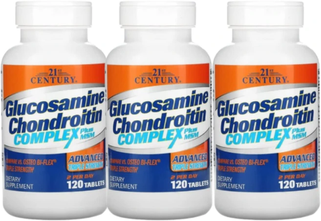 2+1 21st 센추리 글루코사민 콘드로이틴 컴플렉스 플러스 MSM 어드밴스드 트리플 스트렝스 120정, 3개 - 쿠팡