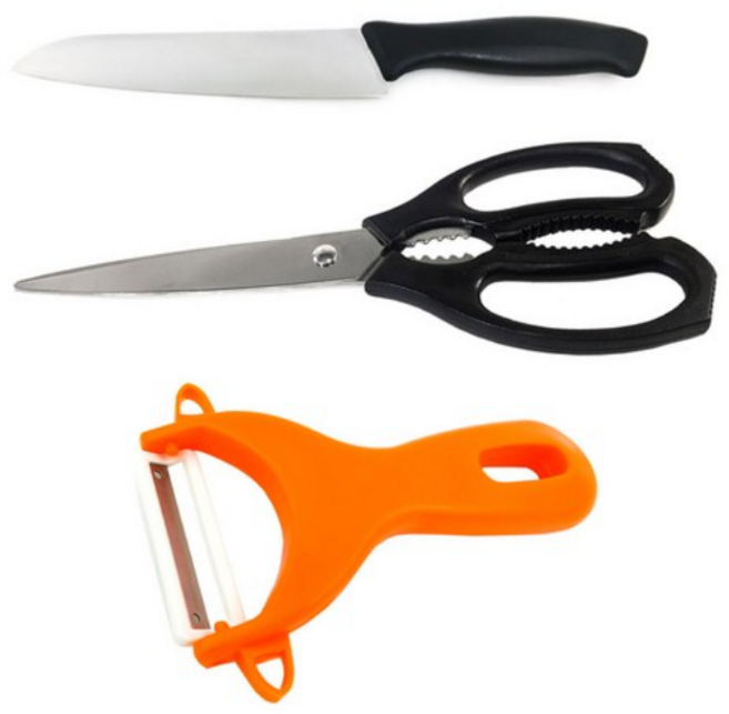 코코렉스 렉스 고급과도 + 주방가위 블랙 + 감자칼 미니, 10세트, 가위+과도+감자칼(옐로우)