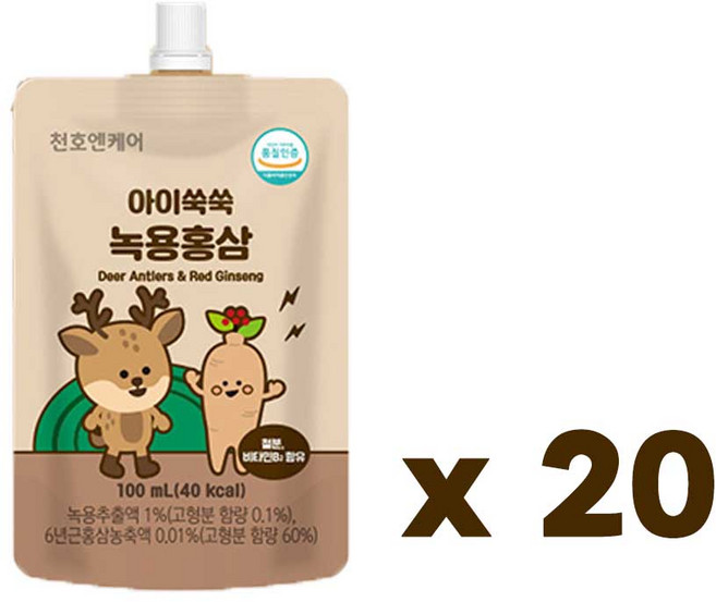 천호엔케어 아이쑥쑥녹용홍삼 어린이건강식품, 20개, 100ml