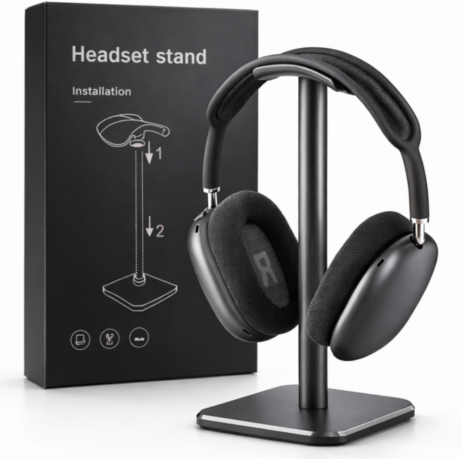 올라잇 심플 스탠드 헤드셋 거치대, 1개, 블랙
