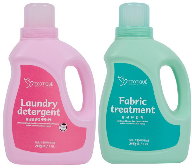 에코띠끄 중성 세탁세제 1.8L+향기좋은 섬유유연제 1.8L, 1세트, 3.6L