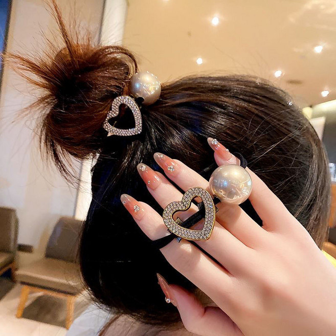 ZMBIRD 1+1 하트 큐빅 두줄 머리끈 N5429