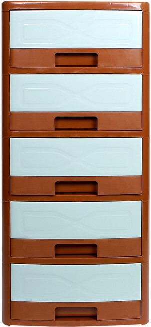 지오리빙 골드 5단서랍장 플라스틱서랍장, 브라운