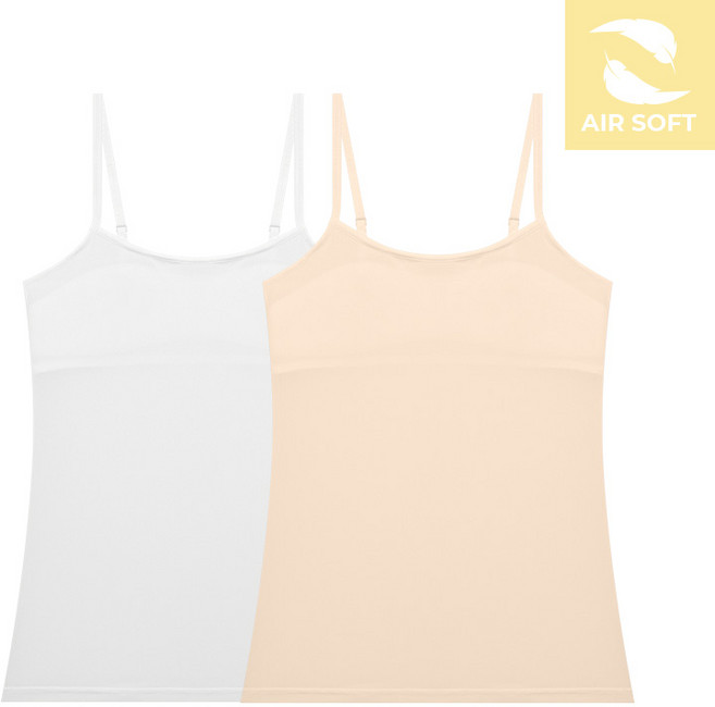 수아팜 주니어 에어 소프트 런닝브라 끈나시형 2매_아이보리/스킨