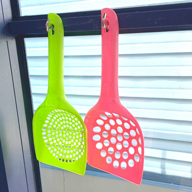 촘촘구멍홀 고양이휴대화장실청소모래삽 이물질제거모래삽 랜덤색상