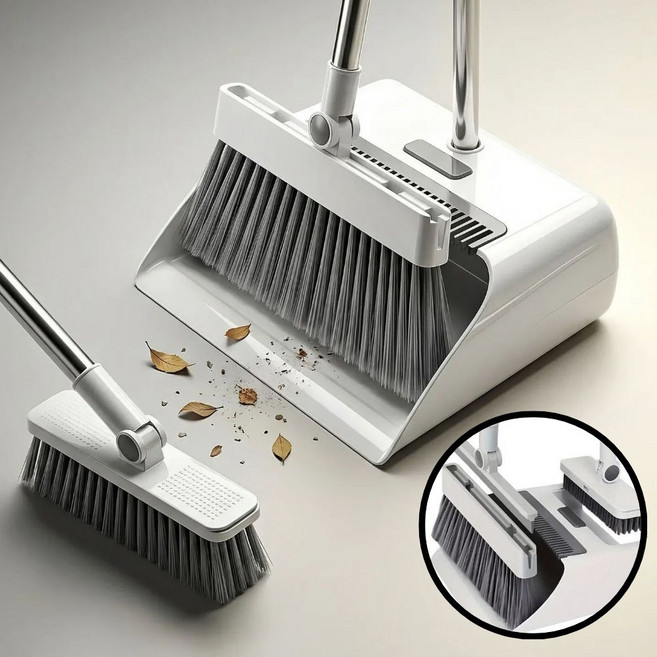 ERTY 빗자루 쓰레받기 세트 4종 구성, 화이트, 1개