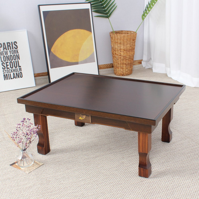 월넛 유전 밥상 600 x 450 (2 x 3인용) 접이식 다용도상 교자상