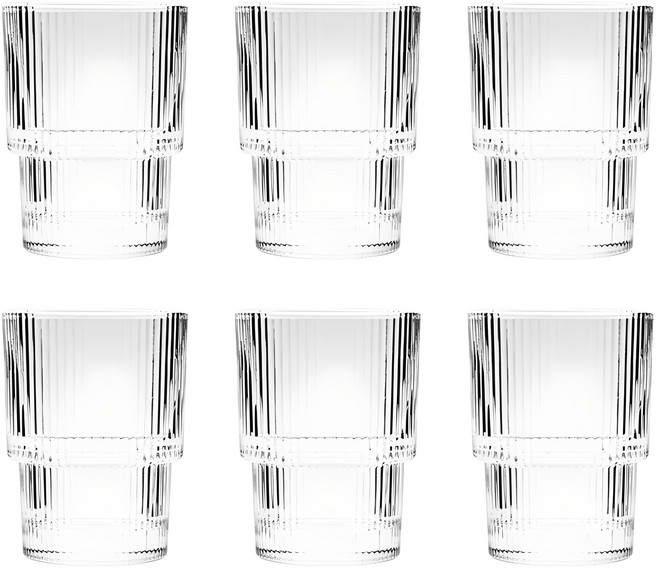델리 스트라이프 스택컵 193ml, 투명, 6개