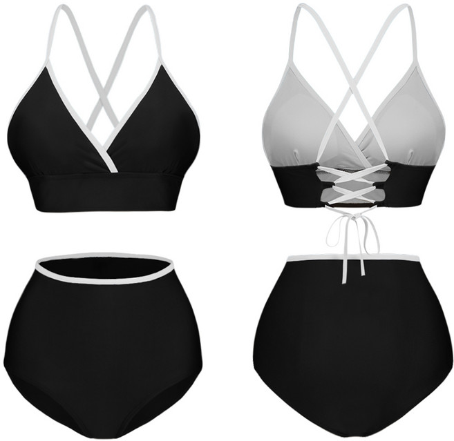 모노소울 몸매보장 레브 비키니 하이웨스트 수영복 비치웨어, 검정, L( 44-마른66까지)